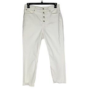 Madewell Women's The Perfect Vintage Crop Jeans, Color White, Raw Hem, Size 30